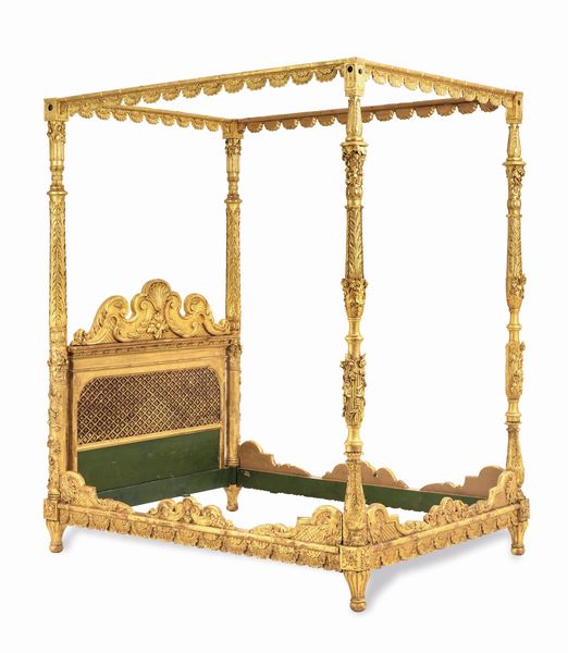 Letto a baldacchino. XIX-XX secolo  - Asta Dipinti e Sculture del XIX-XX secolo - Associazione Nazionale - Case d'Asta italiane