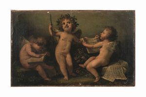 Fedele Fischetti, Attribuito a : Giochi di putti  - Asta Dipinti e Sculture del XIX-XX secolo - Associazione Nazionale - Case d'Asta italiane