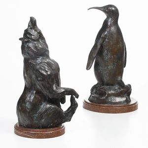 Orso e pinguino. Fonditore del XX secolo  - Asta Dipinti e Sculture del XIX-XX secolo - Associazione Nazionale - Case d'Asta italiane