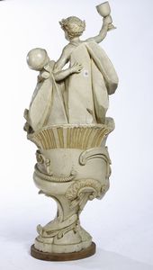 Gruppo allegorico con putti. Scultore doltralpe neobarocco del XIX secolo  - Asta Dipinti e Sculture del XIX-XX secolo - Associazione Nazionale - Case d'Asta italiane