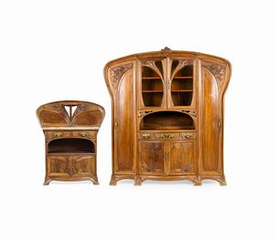 Camille Gauthier - Francia 1900 ca Credenza e grande vetrina liberty