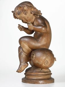 Bacco giovinetto. Firmato Felix Sanzel 1861  - Asta Dipinti e Sculture del XIX-XX secolo - Associazione Nazionale - Case d'Asta italiane