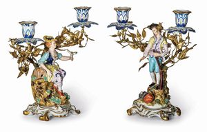 Coppia di candelabri<BR>Firenze, Giulia Mangani, met del XX secolo<BR>  - Asta Dipinti e Sculture del XIX-XX secolo - Associazione Nazionale - Case d'Asta italiane