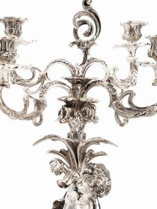 Importante coppia di candelabri con sculture  - Asta Argenti Antichi e del XX Secolo - Associazione Nazionale - Case d'Asta italiane