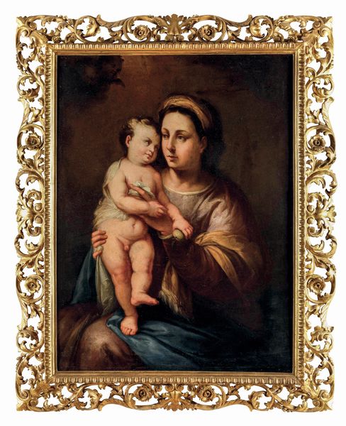 Scuola del XVIII secolo Madonna con il Bambino  - Asta Sei Secoli di Arti e Arredi - Associazione Nazionale - Case d'Asta italiane