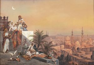 Friedrich Pelberg - Una sera sulla terrazza al Cairo