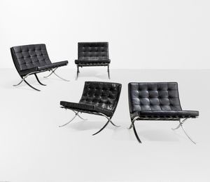 LUDWIG MIES VAN DER ROHE : Quattro poltrone mod. Barcelona  - Asta Design 200 - Associazione Nazionale - Case d'Asta italiane