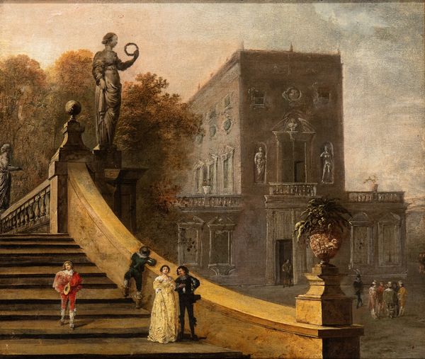 Johann Wilhelm Baur : Scena galante nel giardino di una villa romana  - Asta Dipinti dal XIV al XIX secolo, con una selezione di sculture - Associazione Nazionale - Case d'Asta italiane