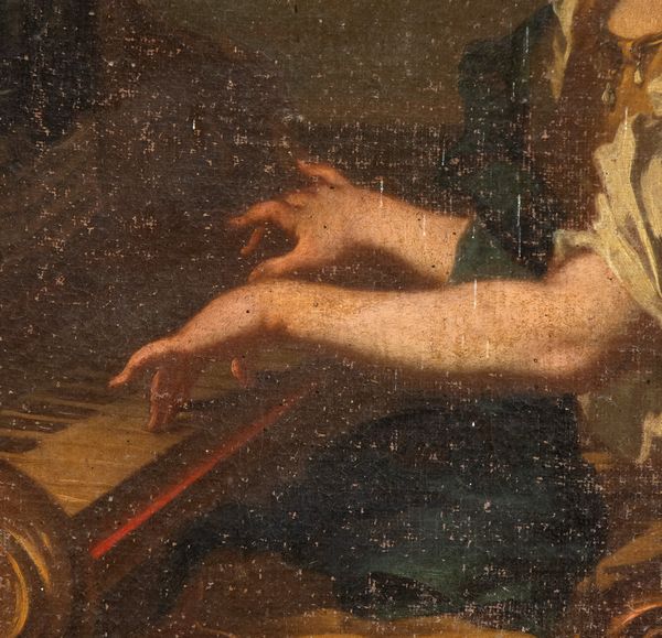 Artista napoletano, fine XVII - inizio XVIII secolo : Santa Cecilia o Allegoria della Musica  - Asta Dipinti dal XIV al XIX secolo, con una selezione di sculture - Associazione Nazionale - Case d'Asta italiane