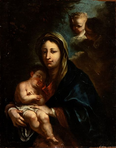 Pietro Novelli Il Monrealese, Cerchia di : Madonna con il Bambino  - Asta Dipinti dal XIV al XIX secolo, con una selezione di sculture - Associazione Nazionale - Case d'Asta italiane