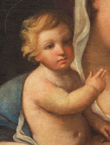 Scuola romana, XVII secolo : Madonna con bambino  - Asta Dipinti dal XIV al XIX secolo, con una selezione di sculture - Associazione Nazionale - Case d'Asta italiane