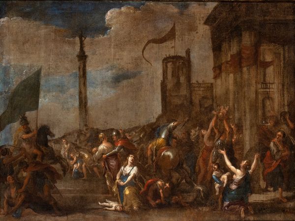 Scuola napoletana, XVII secolo : Strage degli innocenti  - Asta Dipinti dal XIV al XIX secolo, con una selezione di sculture - Associazione Nazionale - Case d'Asta italiane