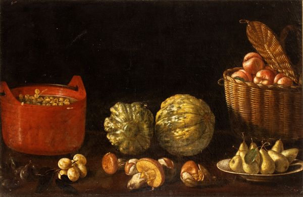 Paolo Antonio Barbieri, Attribuito a : Natura morta di funghi, zucca, pesche e uva in un catino  - Asta Dipinti dal XIV al XIX secolo, con una selezione di sculture - Associazione Nazionale - Case d'Asta italiane