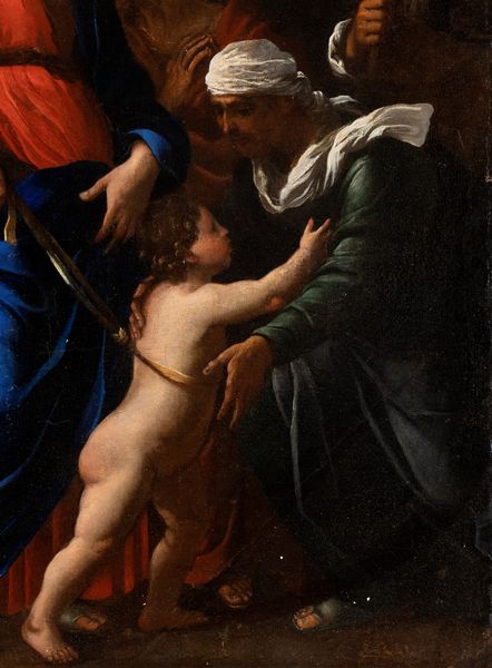 Jan Miel, Attribuito a : Sacra Famiglia con Sant'Anna e Santa Elisabetta  - Asta Dipinti dal XIV al XIX secolo, con una selezione di sculture - Associazione Nazionale - Case d'Asta italiane