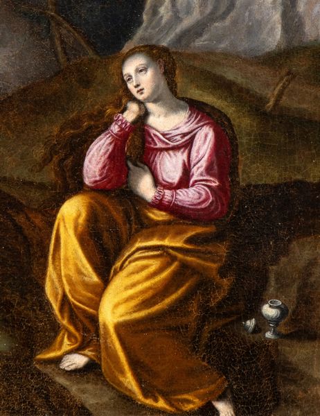 Scuola toscana, seconda metà XVI secolo : Crocifissione con Maria Maddalena  - Asta Dipinti dal XIV al XIX secolo, con una selezione di sculture - Associazione Nazionale - Case d'Asta italiane