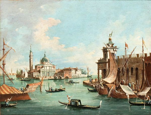 Francesco Zanin, Attribuito a : Veduta di Venezia con l'isola di San Giorgio e Punta della Dogana  - Asta Dipinti dal XIV al XIX secolo, con una selezione di sculture - Associazione Nazionale - Case d'Asta italiane