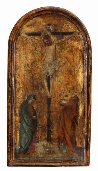 Puccio Capanna, Seguace di : Crocifissione con la Vergine e San Giovanni Evangelista  - Asta Dipinti dal XIV al XIX secolo, con una selezione di sculture - Associazione Nazionale - Case d'Asta italiane