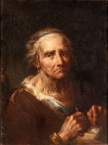 Giuseppe Nogari - Ritratto di anziana che cuce