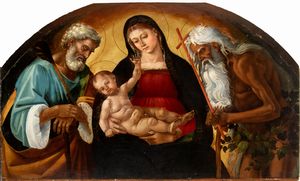 Luca Signorelli, Seguace di - Madonna con Bambino tra San Giuseppe e Sant'Onofrio