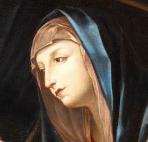 Guido Reni , Seguace di : Madonna con il Bambino  - Asta Dipinti dal XIV al XIX secolo, con una selezione di sculture - Associazione Nazionale - Case d'Asta italiane