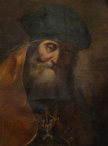 Artista olandese, XVII - XVIII secolo : Anziano profeta con turbante  - Asta Dipinti dal XIV al XIX secolo, con una selezione di sculture - Associazione Nazionale - Case d'Asta italiane