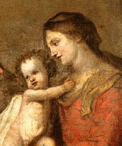 Anton van Dyck, Seguace di : Sacra Famiglia  - Asta Dipinti dal XIV al XIX secolo, con una selezione di sculture - Associazione Nazionale - Case d'Asta italiane