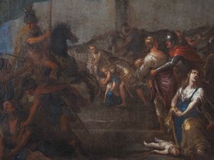 Scuola napoletana, XVII secolo : Strage degli innocenti  - Asta Dipinti dal XIV al XIX secolo, con una selezione di sculture - Associazione Nazionale - Case d'Asta italiane