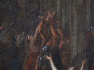 Scuola napoletana, XVII secolo : Strage degli innocenti  - Asta Dipinti dal XIV al XIX secolo, con una selezione di sculture - Associazione Nazionale - Case d'Asta italiane