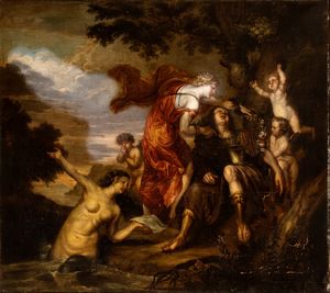 Anton van Dyck, Seguace di : Marte e Venere  - Asta Dipinti dal XIV al XIX secolo, con una selezione di sculture - Associazione Nazionale - Case d'Asta italiane