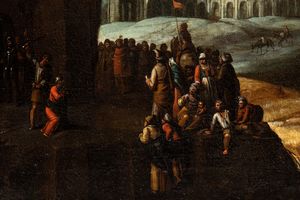 Willem  van Nieulandt II, Attribuito a : Scena di decollazione davanti al Colosseo (Martirio di San Restituto?)  - Asta Dipinti dal XIV al XIX secolo, con una selezione di sculture - Associazione Nazionale - Case d'Asta italiane