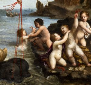 Carlo Saraceni, Seguace di : Il trionfo di Galatea  - Asta Dipinti dal XIV al XIX secolo, con una selezione di sculture - Associazione Nazionale - Case d'Asta italiane