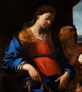 Jan Miel, Attribuito a : Sacra Famiglia con Sant'Anna e Santa Elisabetta  - Asta Dipinti dal XIV al XIX secolo, con una selezione di sculture - Associazione Nazionale - Case d'Asta italiane