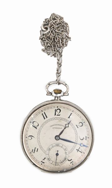 Eterna Chronometre - Orologio da tasca remontoir da uomo in argento 900/000. Movimento ad ancora, bilanciere bimetallico con spirale Breguet  - Asta Asta a Tempo - Orologi da Tasca da Polso e da Tavolo - Associazione Nazionale - Case d'Asta italiane