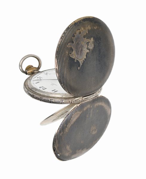 Omega - Orologio da tasca a savonette remontoir da uomo in argento 900/000 niellato. Bilanciere bimetallico con spirale Breguet  - Asta Asta a Tempo - Orologi da Tasca da Polso e da Tavolo - Associazione Nazionale - Case d'Asta italiane