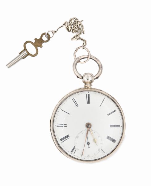 B. Bell Uttoxeter - Orologio da tasca con carica a chiavetta da uomo con cassa in argento incisa con monogramma, punzoni Londra 1858? Meccanica a conoide con scappamento ad ancora, bilanciere anulare e spirale piana  - Asta Asta a Tempo - Orologi da Tasca da Polso e da Tavolo - Associazione Nazionale - Case d'Asta italiane