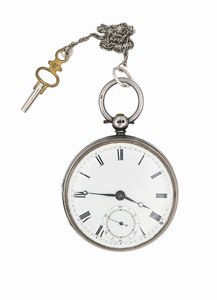 G. Buchanan Glasgow - Orologio da tasca con carica a chiavetta da uomo in argento con punzoni Londra 1865. Meccanica a conoide, scappamento ad ancora con bilanciere monometallico e spirale piana  - Asta Asta a Tempo - Orologi da Tasca da Polso e da Tavolo - Associazione Nazionale - Case d'Asta italiane