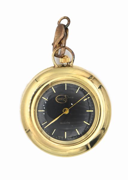 Pierre Guater - Piccolo orologio da tasca al quarzo in metallo rivestito in oro giallo 750/000  - Asta Asta a Tempo - Orologi da Tasca da Polso e da Tavolo - Associazione Nazionale - Case d'Asta italiane