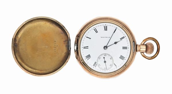 American Watch Co. Waltham - Orologio da tasca remontoir a savonette da uomo in metallo dorato. Scappamento ad ancora e bilanciere bimetallico con spirale Breguet  - Asta Asta a Tempo - Orologi da Tasca da Polso e da Tavolo - Associazione Nazionale - Case d'Asta italiane