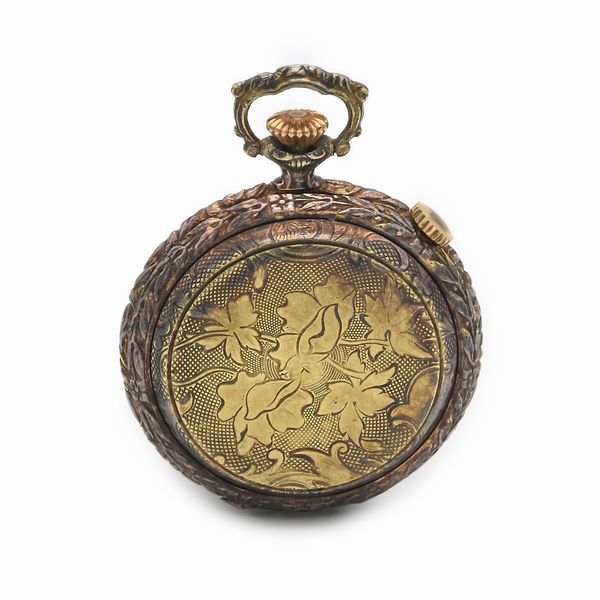 Bel Art - Orologio con svegliarino da tasca remontoir in metallo dorato, con secondimetro al centro  - Asta Asta a Tempo - Orologi da Tasca da Polso e da Tavolo - Associazione Nazionale - Case d'Asta italiane