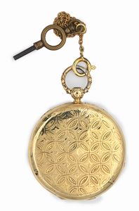 Charles a Geneve - Orologio da tasca da uomo in oro 18 Kt con cassa incisa e carica a chiavetta. Scappamento ad ancora con bilanciere bimetallico e spirale piana. 15 Rubini.  - Asta Asta a Tempo - Orologi da Tasca da Polso e da Tavolo - Associazione Nazionale - Case d'Asta italiane