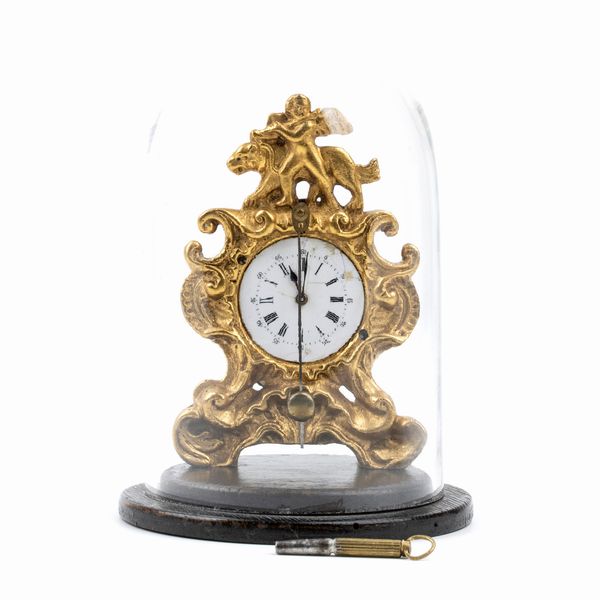 Orologio da tavolo con campana  - Asta Piccoli Orologi da tavolo Art Dco e Saliere d'Epoca dalle Collezioni Melandri di Objets de Vertu - Associazione Nazionale - Case d'Asta italiane