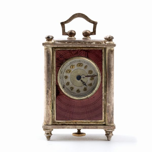 Orologio da tavolo in argento e smalti  - Asta Piccoli Orologi da tavolo Art Dco e Saliere d'Epoca dalle Collezioni Melandri di Objets de Vertu - Associazione Nazionale - Case d'Asta italiane