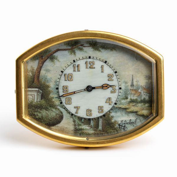 Orologio da tavolo Art Dco con smalti policromi  - Asta Piccoli Orologi da tavolo Art Dco e Saliere d'Epoca dalle Collezioni Melandri di Objets de Vertu - Associazione Nazionale - Case d'Asta italiane