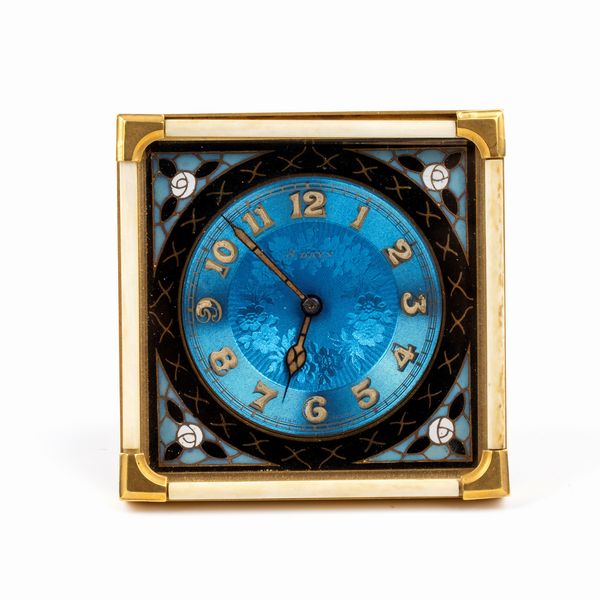 Orologio da tavolo Art Dco con smalti  - Asta Piccoli Orologi da tavolo Art Dco e Saliere d'Epoca dalle Collezioni Melandri di Objets de Vertu - Associazione Nazionale - Case d'Asta italiane