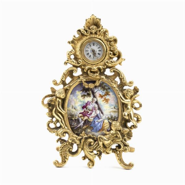 Orologio da tavolo con smalti  - Asta Piccoli Orologi da tavolo Art Dco e Saliere d'Epoca dalle Collezioni Melandri di Objets de Vertu - Associazione Nazionale - Case d'Asta italiane