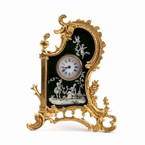 Orologio da tavolo con smalti  - Asta Piccoli Orologi da tavolo Art Dco e Saliere d'Epoca dalle Collezioni Melandri di Objets de Vertu - Associazione Nazionale - Case d'Asta italiane