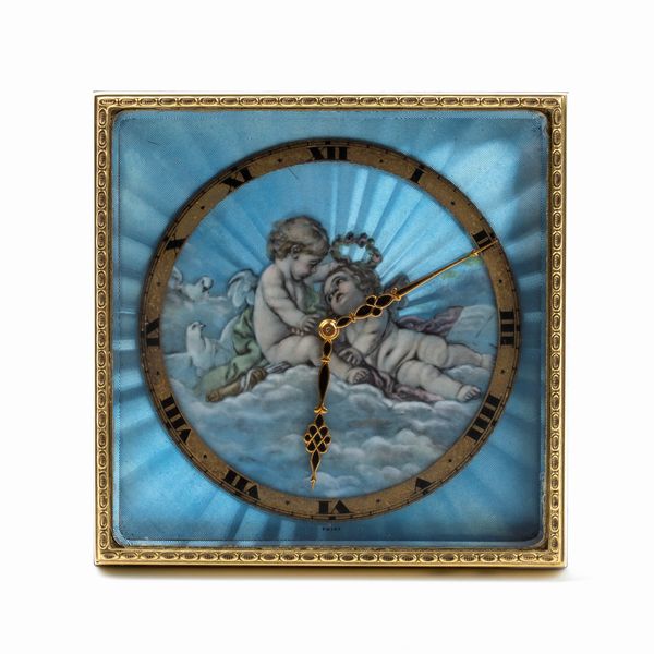 Orologio da tavolo Art Dco con smalti  - Asta Piccoli Orologi da tavolo Art Dco e Saliere d'Epoca dalle Collezioni Melandri di Objets de Vertu - Associazione Nazionale - Case d'Asta italiane