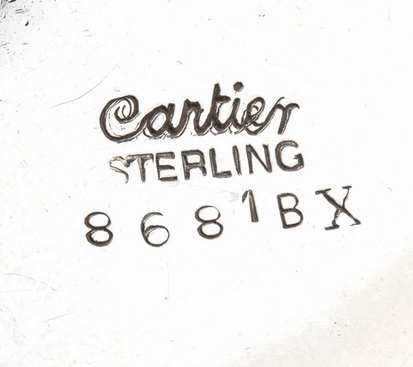 CARTIER : Coppia di saliere in argento e vetro  - Asta Piccoli Orologi da tavolo Art Dco e Saliere d'Epoca dalle Collezioni Melandri di Objets de Vertu - Associazione Nazionale - Case d'Asta italiane