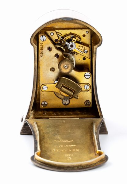 Eterna Watch Co : Orologio da tavolo Art Dco in argento e smalti  - Asta Piccoli Orologi da tavolo Art Dco e Saliere d'Epoca dalle Collezioni Melandri di Objets de Vertu - Associazione Nazionale - Case d'Asta italiane