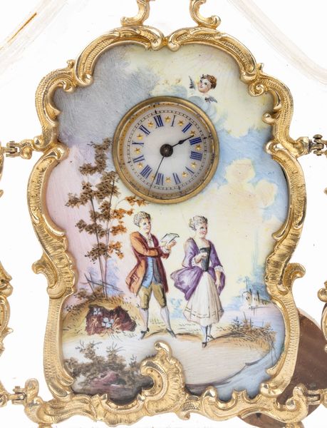 Orologio da tavolo in bronzo e smalti  - Asta Piccoli Orologi da tavolo Art Dco e Saliere d'Epoca dalle Collezioni Melandri di Objets de Vertu - Associazione Nazionale - Case d'Asta italiane